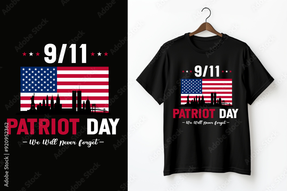 9/11 Patriot Day tribute with American flag, Twin Towers, NYC skyline ...