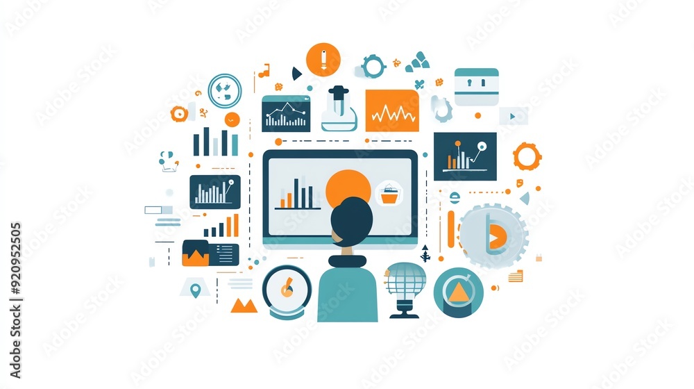 Data Analysis and Business Strategy Illustration. Data Analysis and Business Strategy Illustration.