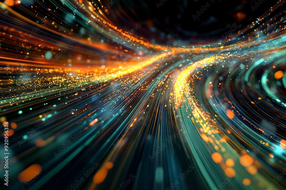 Vibrant swirls of digital data streams intertwine, creating a mesmerizing display of light and color in a virtual environment Vibrant swirls of digital data streams intertwine, creating a mesmerizing display of light and color in a virtual environment