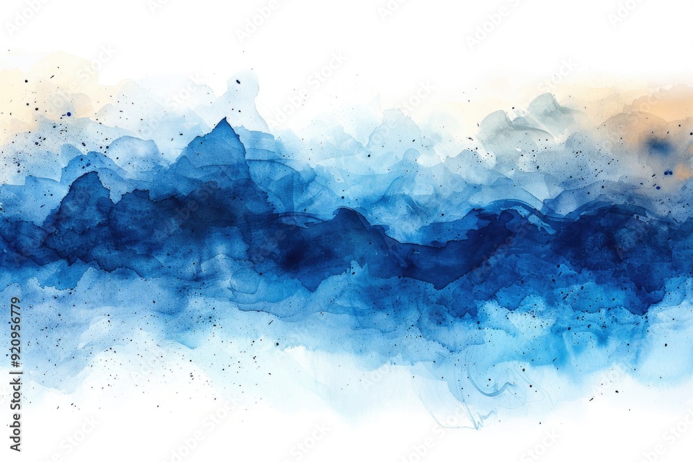 Abstract Blue Watercolor on White Background: Serene Artistic Expression in Minimalistic Design Abstract Blue Watercolor on White Background: Serene Artistic Expression in Minimalistic Design