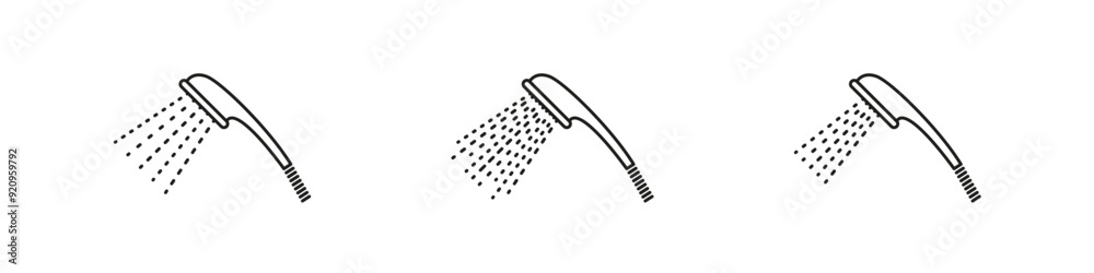 Shower head water pattern vector icon set. Showering heads icons. Shower head water pattern vector icon set. Showering heads icons.