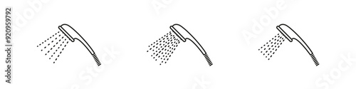 Shower head water pattern vector icon set. Showering heads icons.