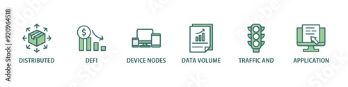 Edge computing banner web icon vector illustration concept with icon of distributed computing, application, device nodes, data volume, traffic and reduce costs