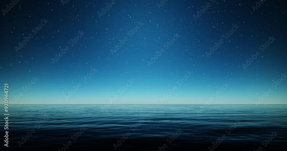 Wave sea beach and night sky with stars abstract background. Nature and summer concept. 3d render.	