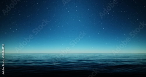 Wave sea beach and night sky with stars abstract background. Nature and summer concept. 3d render.	