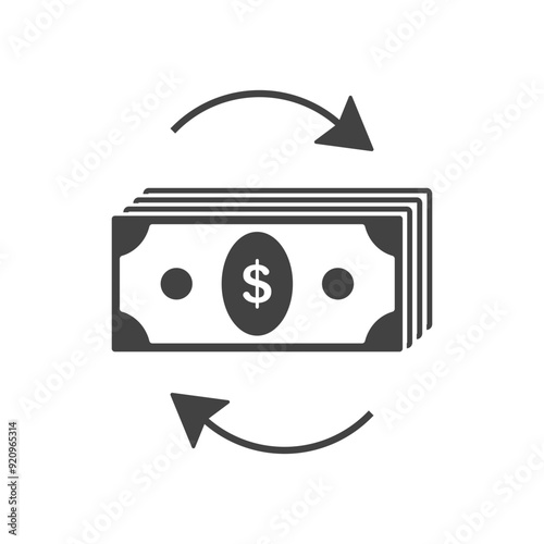 Dollar rate increase sign, Money payout investment icon, Dollar growth vector sign isolated.