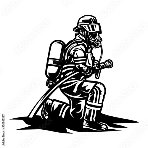 Firefighter | First Responder | Firefighter Equipment | Fire Department | Firefighter Dad | Firehose Nozzle | 911 | Rescuer | Original Illustration | Vector and Clipart | Cutfile and Stencil