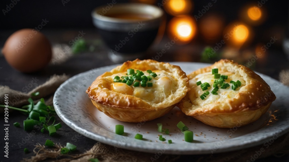 Fried yeast pies stuffed with green onions and eggs. Fried yeast pies stuffed with green onions and eggs.