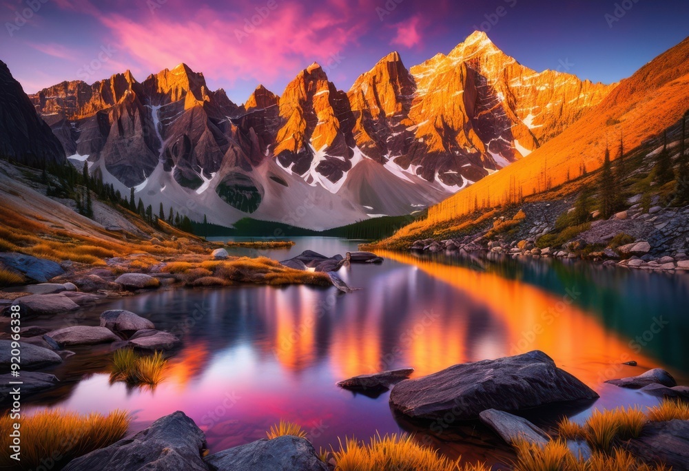 Obraz premium breathtaking sunrise views over majestic mountains showcasing vibrant colors stunning natural landscapes, nature, sky, clouds, horizon, scenery, light, dawn