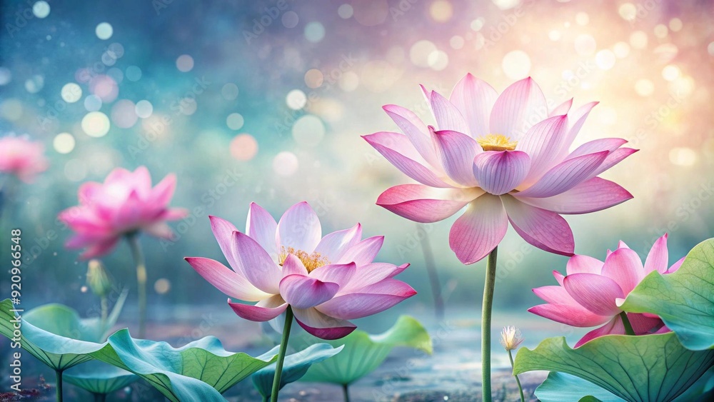 Serene Symphony of Pink Lotus Blooms Generative AI Serene Symphony of Pink Lotus Blooms Generative AI
