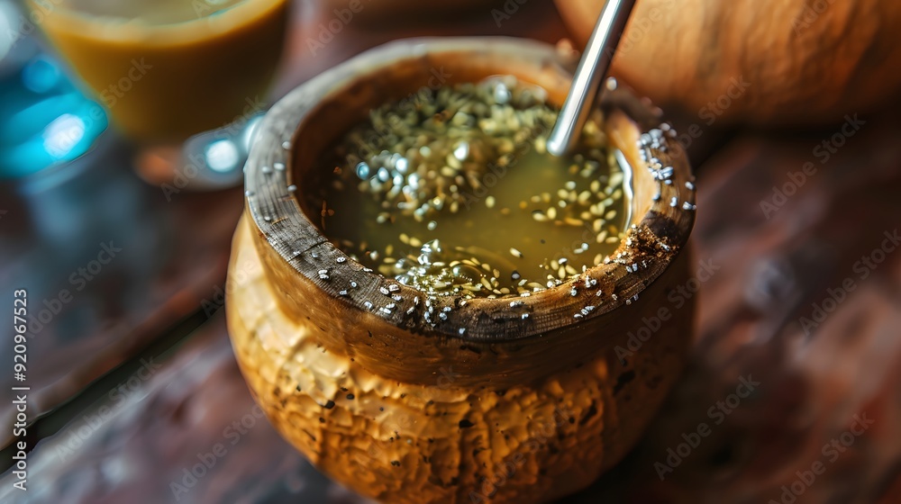 Traditional Drink in Wooden Cup Traditional Drink in Wooden Cup