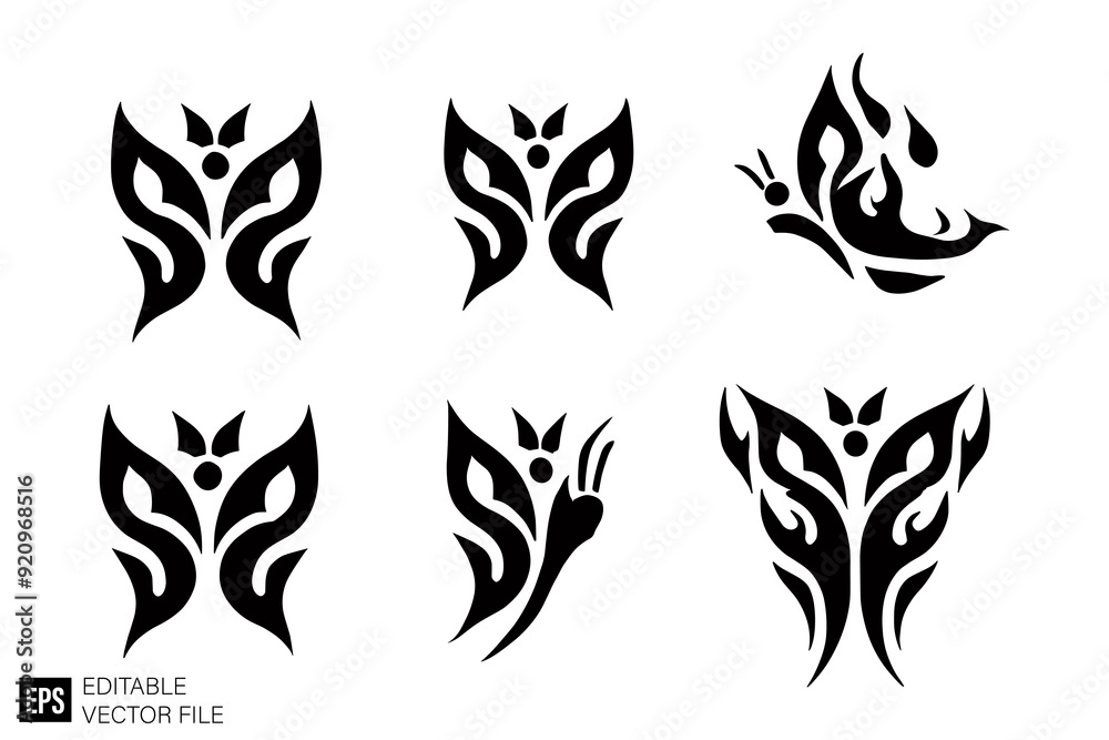 tribal flame butterfly tattoo Illustrations Clip Art Graphic Design Elements Black and White Vector Silhouette tribal flame butterfly tattoo Illustrations Clip Art Graphic Design Elements Black and White Vector Silhouette