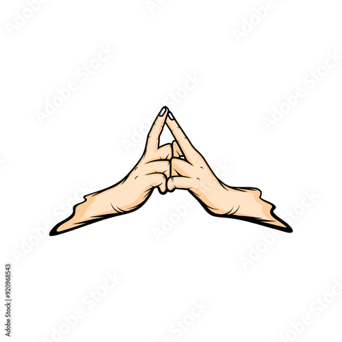 hand gesture bringing together the index fingers of both hands kalesvara mudra vector illustration