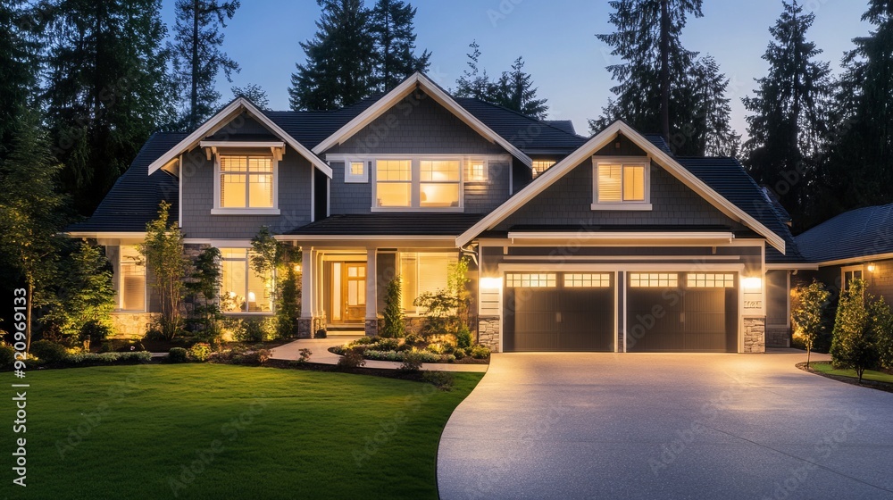 Elegant Modern Home at Twilight