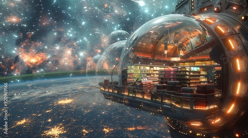 Celestial Convenience A Miniature Supermarket Suspended in the Vastness of Space photo