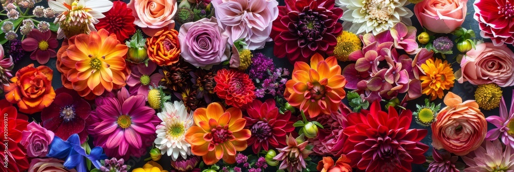 A beautifully arranged and colorful array of flowers, showcasing the vibrant palette and wonders of nature A beautifully arranged and colorful array of flowers, showcasing the vibrant palette and wonders of nature