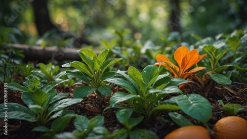 A lush palette of emerald greens earthy browns & rusty oranges reminisn'tcent of the everchanging foliage of spring. photo