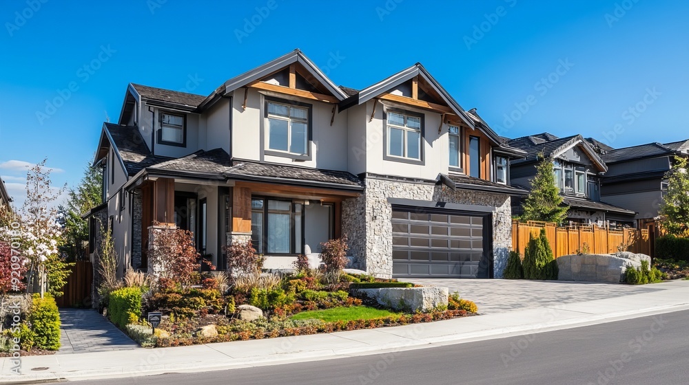 Modern Residential Home with Lush Landscaping Modern Residential Home with Lush Landscaping