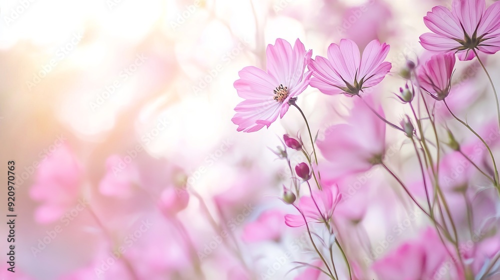 Soft Pink Cosmos Flowers in Bloom Soft Pink Cosmos Flowers in Bloom