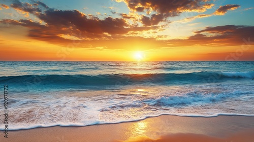 Serene Sunset over Ocean Waves