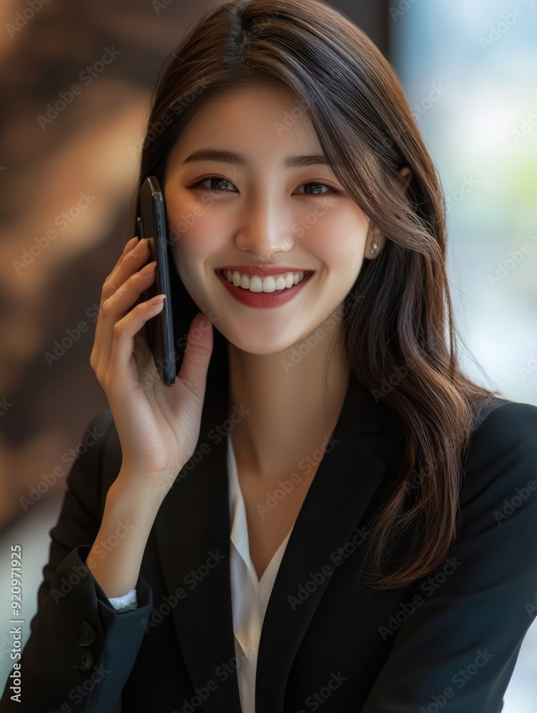 Confident Businesswoman on Phone in Office Confident Businesswoman on Phone in Office
