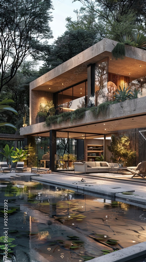 Minimalist urban villa with large, open spaces. Minimalist urban villa with large, open spaces.