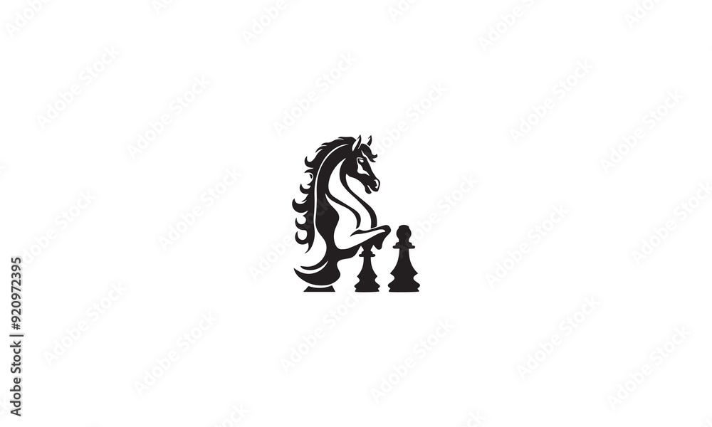 Black Chess Knight Horse Stallion Statue Sculpture silhouette logo design white background Black Chess Knight Horse Stallion Statue Sculpture silhouette logo design white background