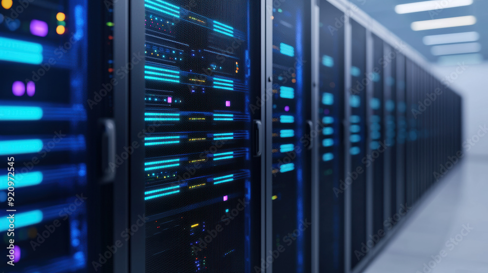 A futuristic data center with rows of illuminated server racks, showcasing advanced technology and efficient data management solutions. A futuristic data center with rows of illuminated server racks, showcasing advanced technology and efficient data management solutions.