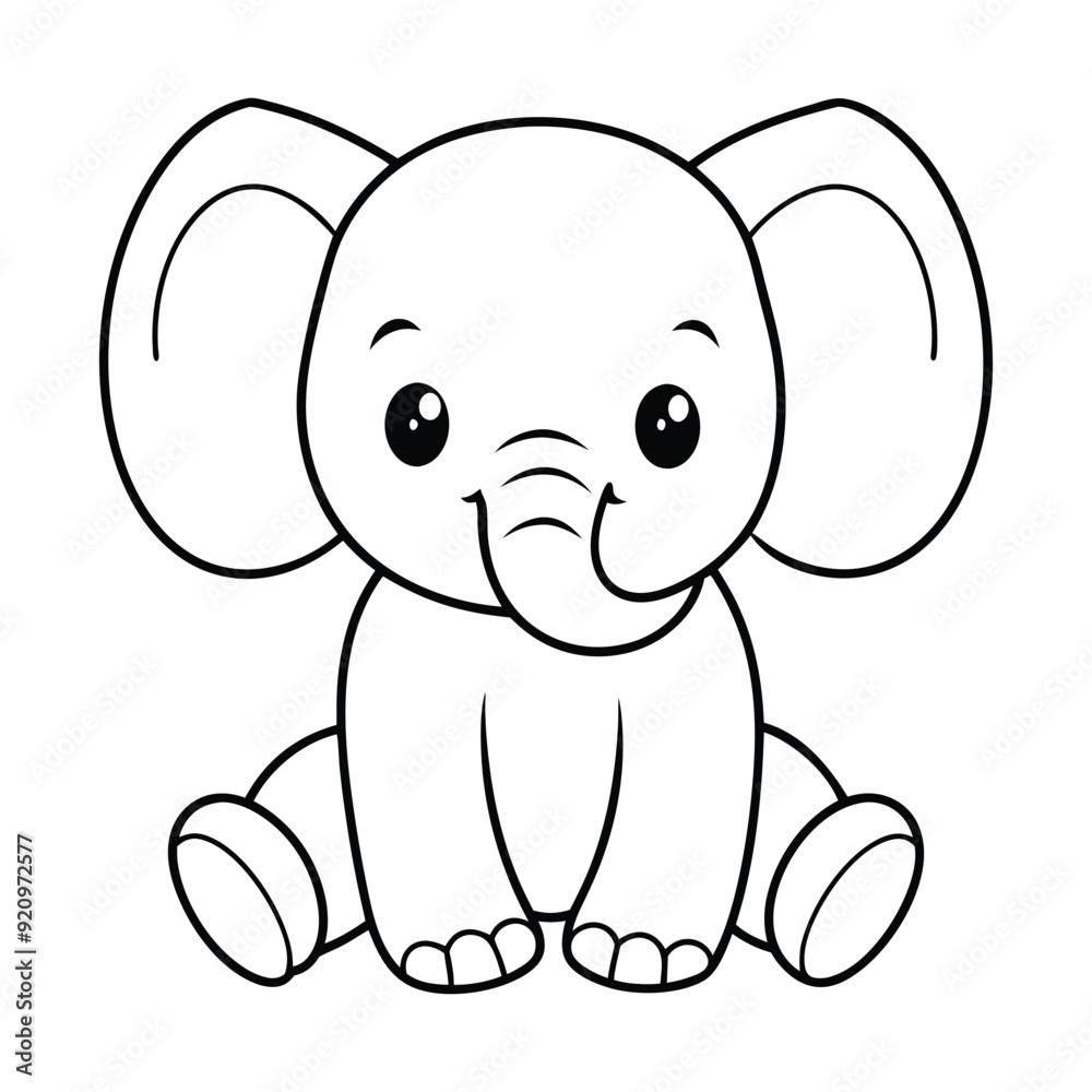 Elephant Outline Design, Elephant Clipart, Cute Baby Elephant illustration in black and white
Elephant Outline Design, Elephant Clipart, Cute Baby Elephant illustration in black and white