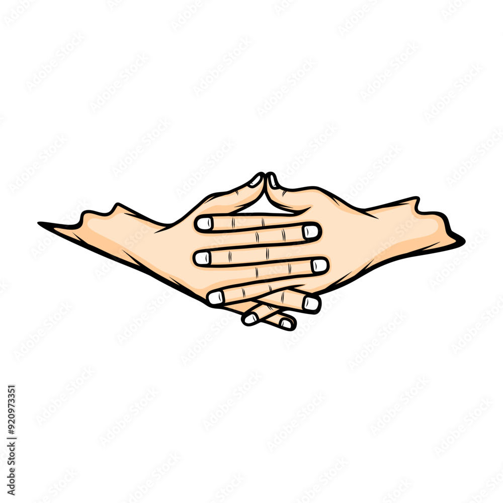 crossing the fingers in front of ushas mudra vector illustration crossing the fingers in front of ushas mudra vector illustration