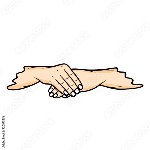 right hand over left hand front view pose photo vector illustration