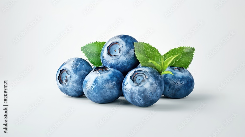 Fresh blueberries with green leaves on a light background, perfect for representing healthy eating and organic fruit. Fresh blueberries with green leaves on a light background, perfect for representing healthy eating and organic fruit.