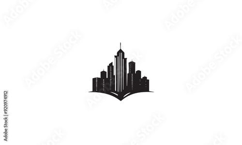 City Building black Real Estate Apartment luxury elegant logo design white background