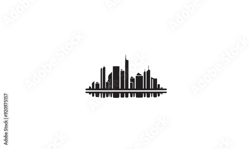City Building black Real Estate Apartment luxury elegant logo design white background