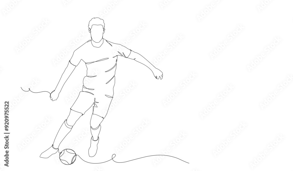 continuous line drawing of soccer player shooting vector illustration. Single one line art of young man playing soccer ball template. continuous line drawing of soccer player shooting vector illustration. Single one line art of young man playing soccer ball template.