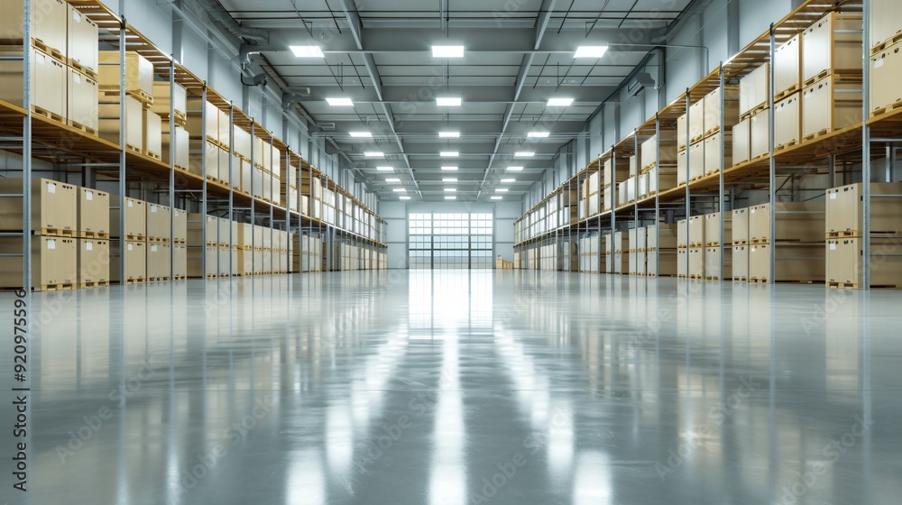 Industrial Warehouse Interior with Empty Space Industrial Warehouse Interior with Empty Space