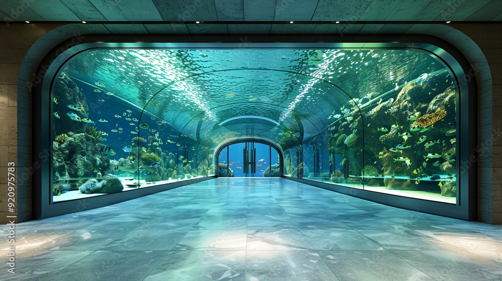 Obraz premium Underwater Tunnel Aquarium View