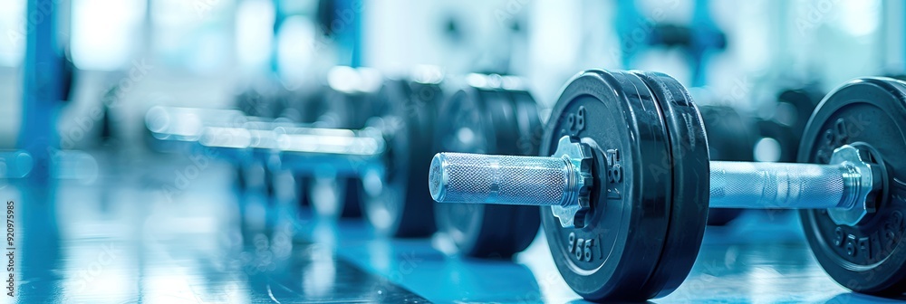 Close-up of dumbbells in a gym, emphasizing fitness and strength training equipment. Ideal for workout and health-related projects. Close-up of dumbbells in a gym, emphasizing fitness and strength training equipment. Ideal for workout and health-related projects.