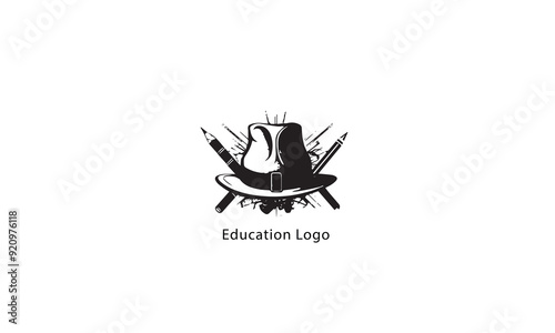 Simple Sailboat dhow boat ship on Sea Ocean Wave with Doodle black line art style for Sailing Travel Transport logo design white background