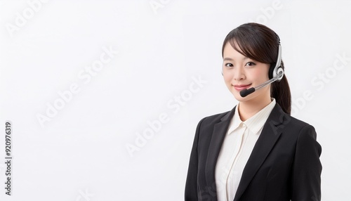 20代のオペレーターのアジア人のスーツを着た女性。（Asian female operator in her 20s wearing a suit.）
 photo