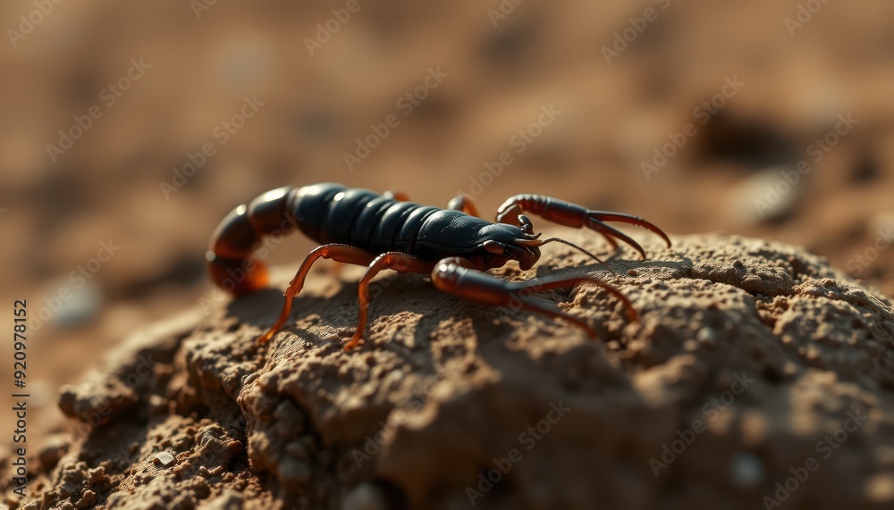 Desert, Scorpion Crawling on Sandy Surface Desert, Scorpion Crawling on Sandy Surface