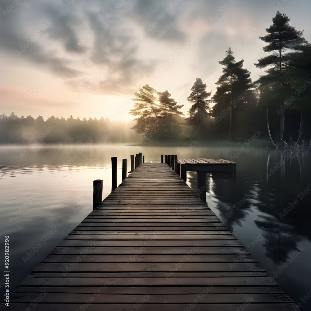 Fototapeta premium Old Wooden Dock by the Lake