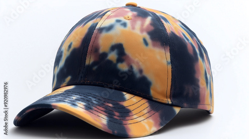 Isolated tie-dye_pattern baseballcap on white background mockup photo