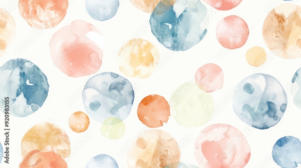 Watercolor polka dots in pastel hues on a white background, creating a soft and playful visual effect, isolated on white. Seamless pattern. Watercolor polka dots in pastel hues on a white background, creating a soft and playful visual effect, isolated on white. Seamless pattern.