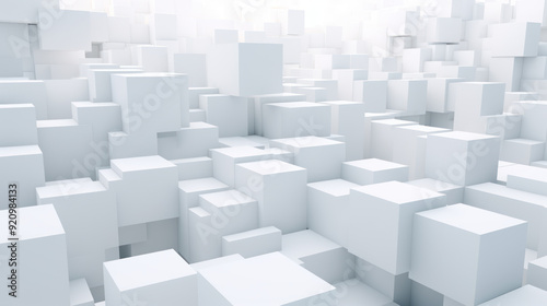 Large number of white cubes arranged in a seemingly random pattern. Cubes Background, Wallpaper.