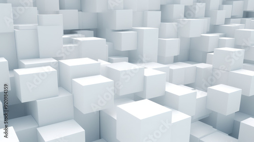 Large number of white cubes arranged in a seemingly random pattern. Cubes Background, Wallpaper.