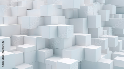 Large number of white cubes arranged in a seemingly random pattern. Cubes Background, Wallpaper.