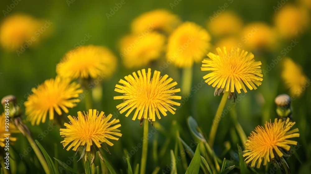 Yellow Dandelions in a Meadow