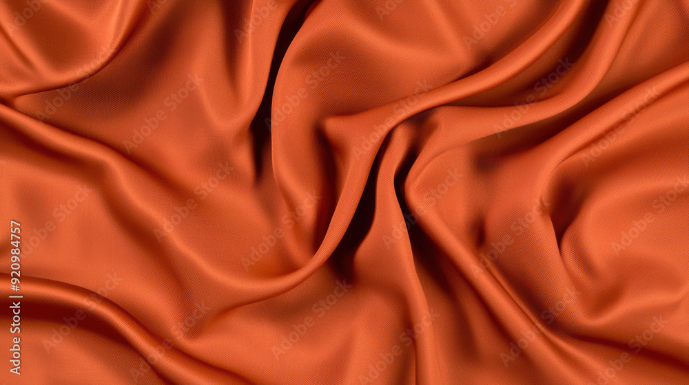 Obraz premium Closeup of smooth, orange fabric with a luxurious, silky texture and elegant folds creating a vibrant, warm and inviting textile background.