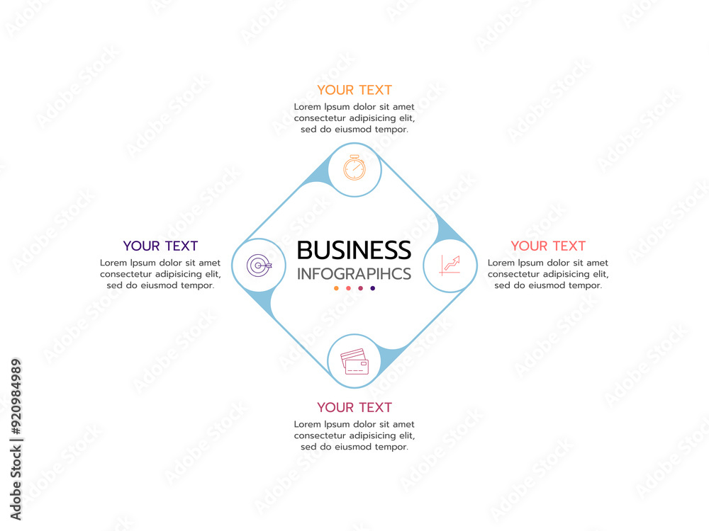 Obraz premium Business data visualization with 4 options. timeline infographic icons designed for abstract background template.